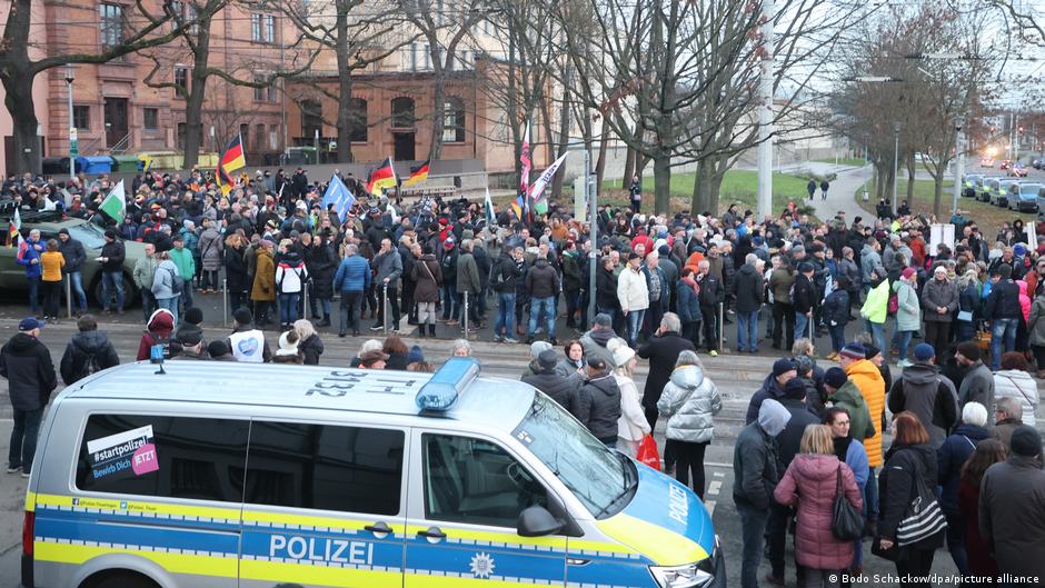 germany: far-right group rallies against refugee housing plan