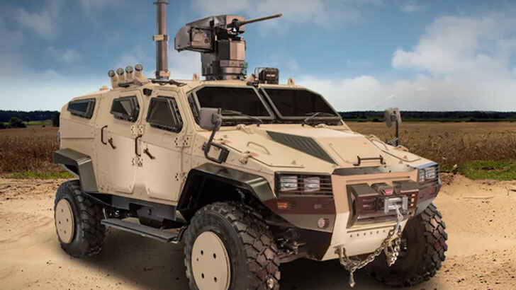 <p>The Nurol Makina NMS 4×4, a Turkish vehicle, boasts a 300 hp engine that enables it to swiftly traverse treacherous terrain at a maximum speed of 140 km/hr. It offers the flexibility to adapt to diverse operational demands while ensuring the safety of its occupants with a V-shaped monocoque body that can withstand most mines or IEDs, providing reassurance that they will be able to complete insurance paperwork if needed.</p>