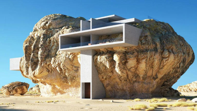 a building on top of a rock