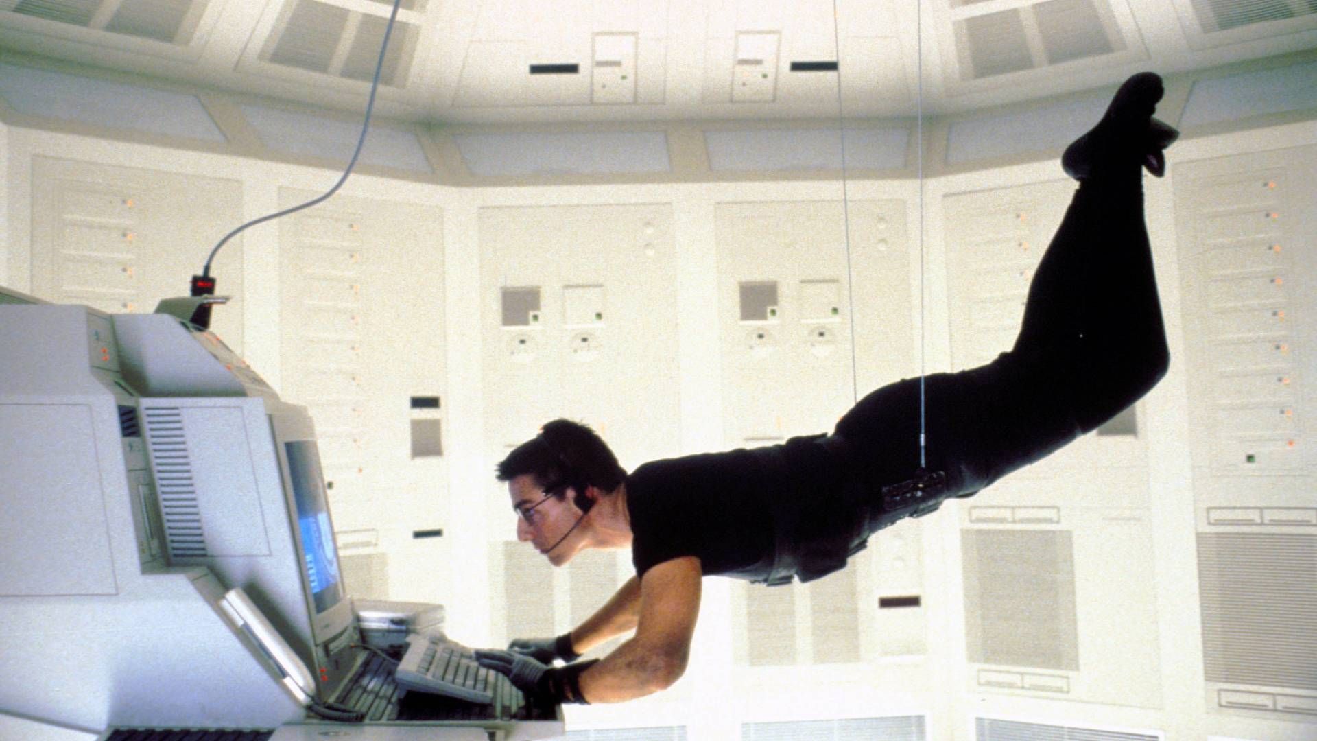 <p>                     It’s an iconic image that any action fan will know well: Tom Cruise hanging from wires to complete the Langley heist in Mission: Impossible. The nearly 20-minute-long scene sees Cruise’s IMF agent Ethan Hunt infiltrating a secure terminal in the CIA headquarters in Langley, Virginia. Navigating a pressure-sensitive floor, a temperature-controlled environment, and an alarm that will go off if a sound louder than a whisper echoes, the tension ratchets as Hunt tries to break into the computer. While it’s not as loud and death-defying as most of the stunts in Cruise’s films, it’s no less iconic, and it cemented Mission: Impossible as the actor’s first franchise.                   </p>