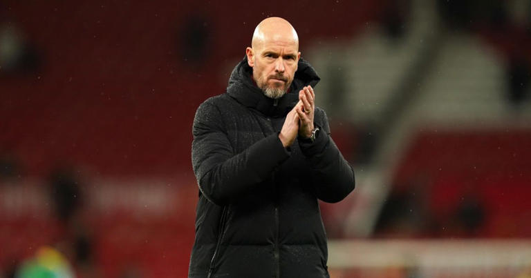 Erik ten Hag claps the supporters after losing to Bournemouth
