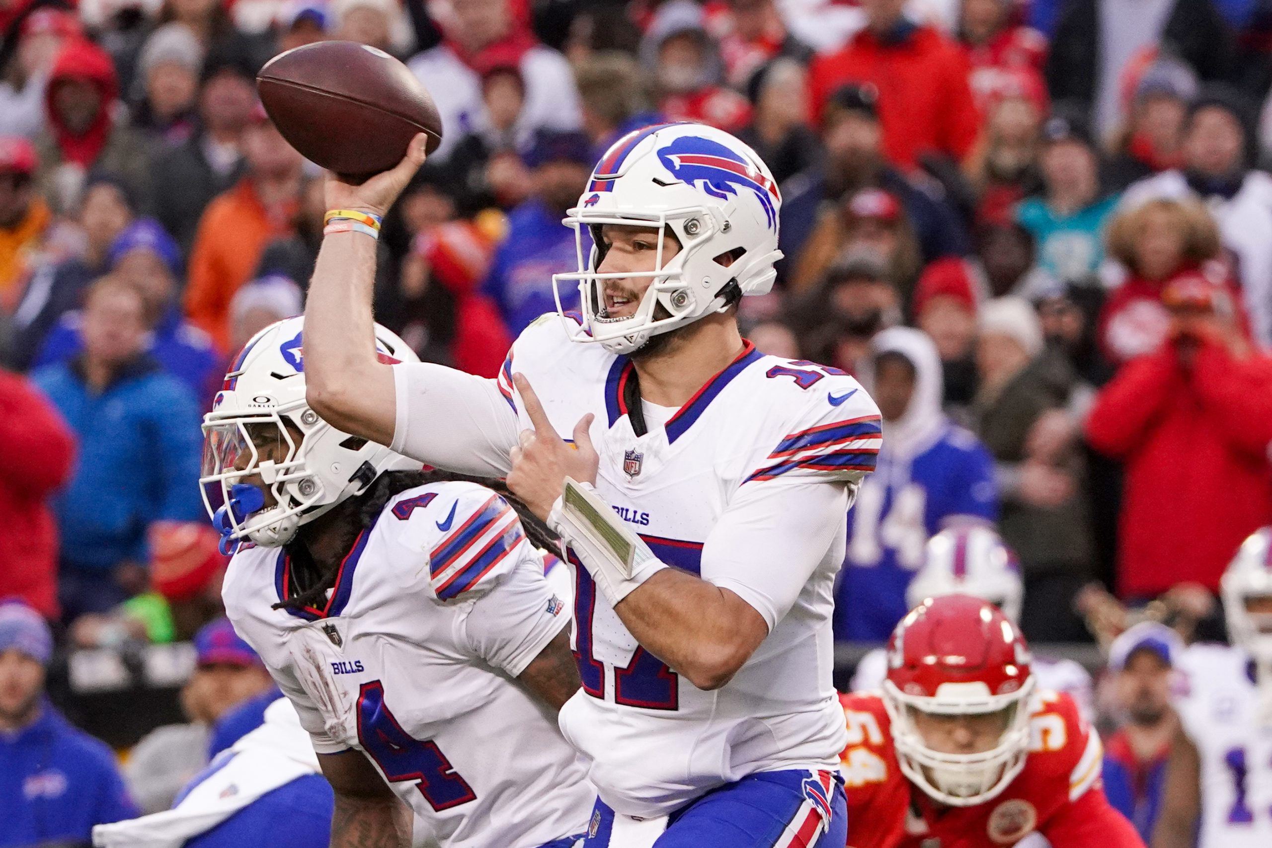 Josh Allen reacts to Chiefs' epic play
