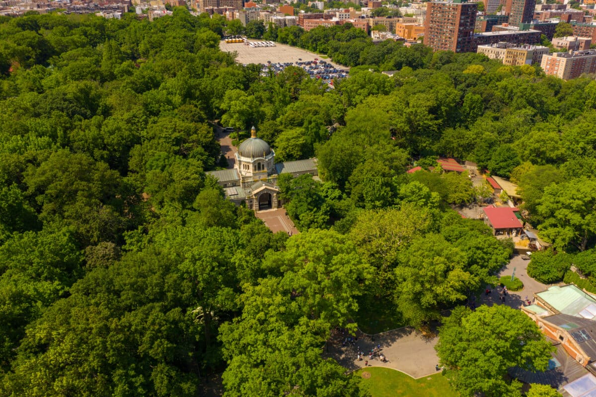 Aerial drone photo of the Bronx Zoo New York