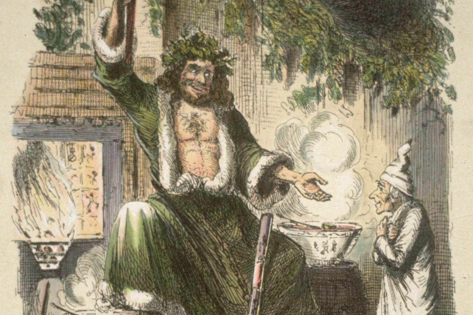 <p>England's Father Christmas started not as a saint but as a festive allegorical figure clad in green who epitomized the "making merry" part of Christmas. In Charles Dickens's classic <a href="https://www.rd.com/list/christmas-books/" rel="noopener noreferrer">Christmas book</a> <em>A Christmas Carol</em>, which helped create the modern holiday, there is no Father Christmas or Santa—but the Ghost of Christmas Present is very similar. "If you look at the pictures that originally accompanied that story, he looks a lot like Santa Claus: bearded, jolly, but he's merry old Christmas. He's not Santa Claus. That name is never mentioned at all." Eventually, though, Father Christmas and the American Santa became one and the same.</p>