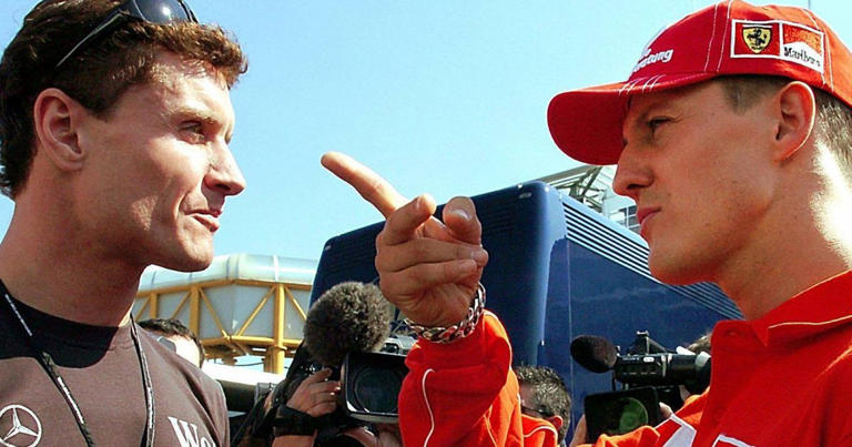 David Coulthard and Michael Schumacher talk.
