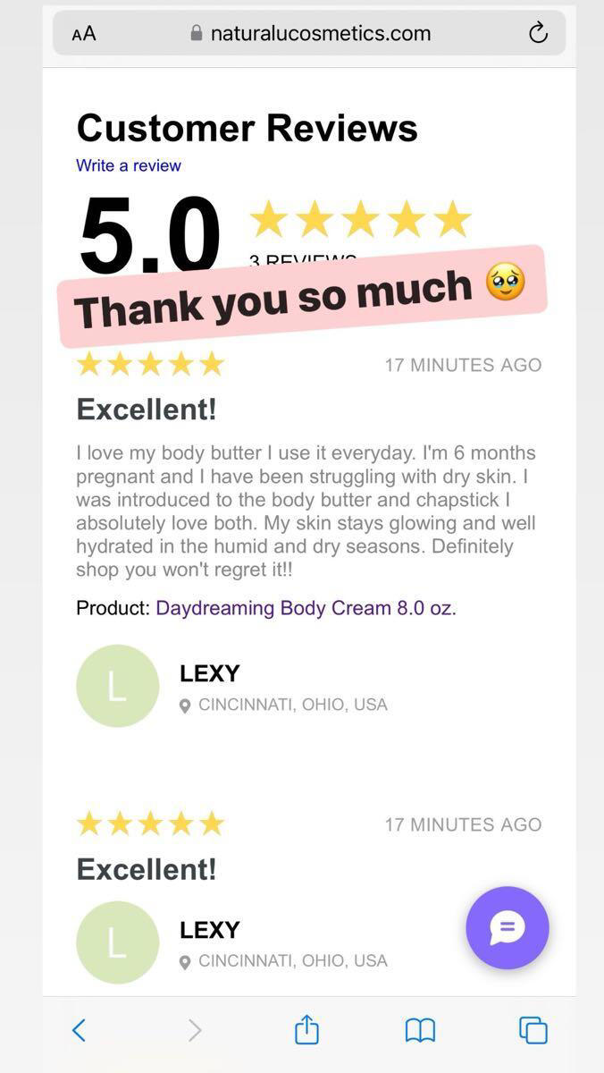 Thank you for your review of my body butter creams 🥹🥰 I appreciate the ...