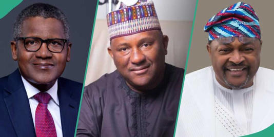 From left: Aliko Dangote, Abdulsamad Rabiu, and Mike Adenuga saw their wealth rise by nearly 20%. Photos: Dangote Group, Bua Group, Mike Adenuga. Source: UGC