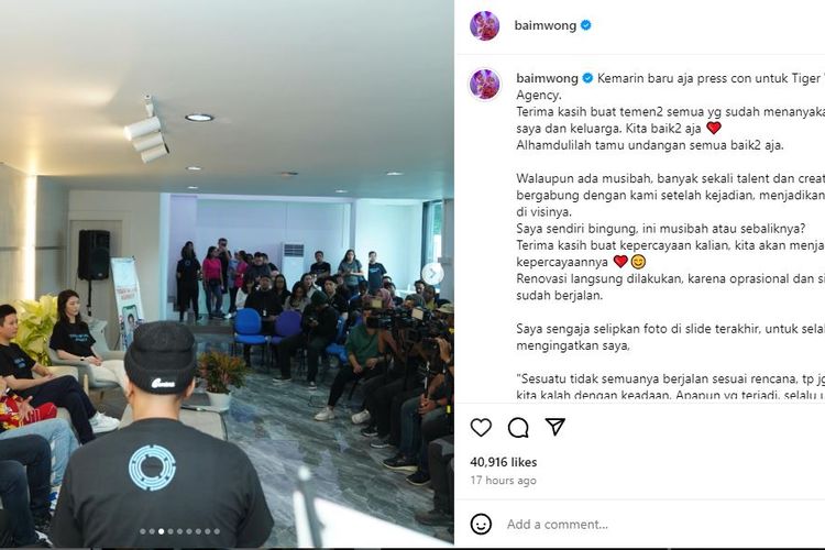 Usai Kantor Barunya Ambruk, Baim Wong Ungkap Keadaan Terkini Dirinya ...