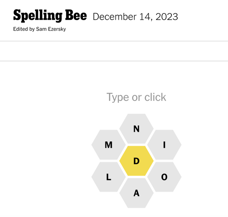 Today's 'Spelling Bee' Answers and Hints on Thursday, December 14, 2023