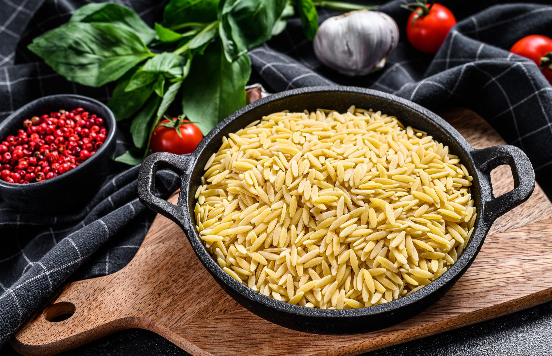 <p>For Nigella, orzo, a small rice-sized pasta shape, is a 'non-negotiable staple.' She says it's extremely versatile and works wonders in a variety of recipes – from salads to one-pot pasta dishes – or swapped in as a side in place of potatoes or rice.</p>