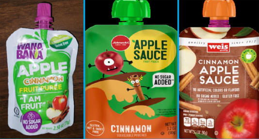 The U.S. Food and Drug Administration has recalled three applesauce products— WanaBana apple cinnamon fruit puree pouches, Schnucks-brand cinnamon-flavored applesauce pouches and variety pack, and Weis-brand cinnamon applesauce pouches — that are linked to dozens of cases of acute lead poisoning in U.S. children.