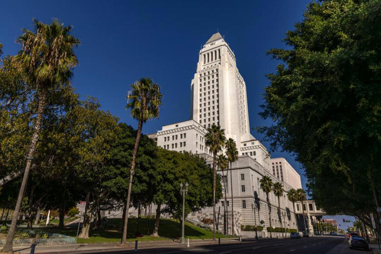 The Los Angeles City Council moved to protect tenants who are waiting for emergency rental assistance from being evicted. Above, City Hall. ((Irfan Khan / Los Angeles Times))