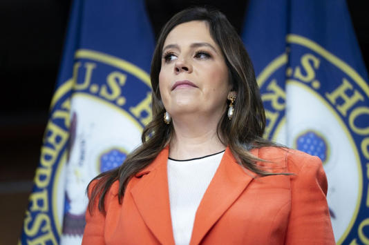 Elise Stefanik, R-N.Y., appears at a press conference at the U.S. Capitol in November. Stefanik filed an ethics complaint Friday against a federal judge who oversaw multiple Jan. 6-related cases
