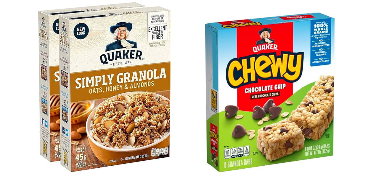 Quaker Oats recalling dozens of Chewy Bars and Simply Granola cereals