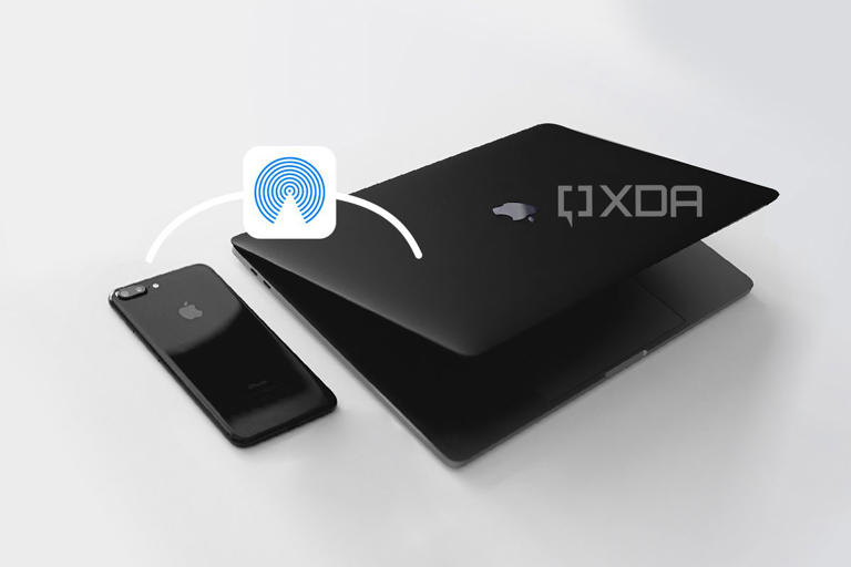 iPhone and iMac showing airdrop transfer