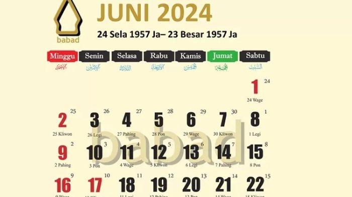 Kalender Jawa Bulan Juni 2024 Beserta Pasaran Weton Dan Daftar Hari Libur Nasional 2024 8825