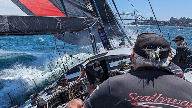 SHK Scallywag is one of the four supermaxis competing in this year's Sydney Hobart Yacht Race. (Facebook: Scallywag)