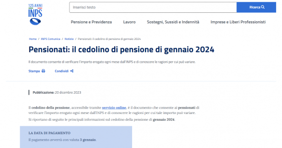 Pensioni Gennaio 2024: Pagamento In Data Unica Per L’accredito INPS