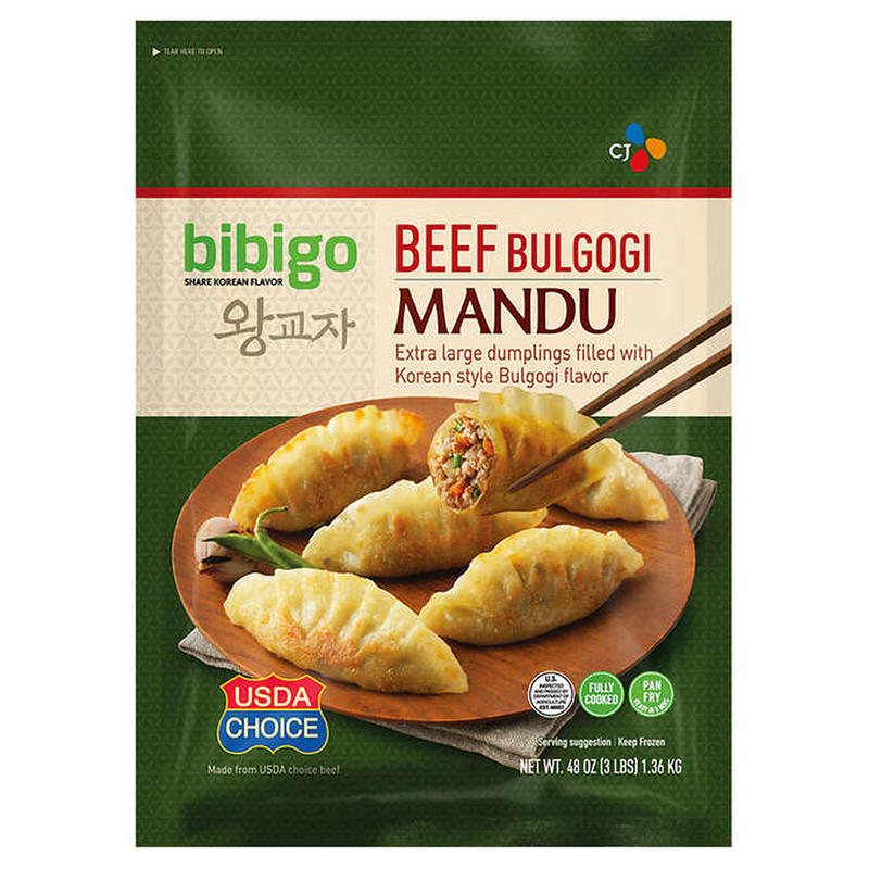 Frozen items from Costco are definitely the way to go if you have space in your freezer. You won’t experience as much food waste, and you can stock up when there is a big sale. Costco offers the Bibigo Beef Bulgogi Mandu, which are extra large dumplings filled with Korean Style Bulgogi flavor. It is a quick, stress-free meal that you can make up, and there are always price cuts on this item.