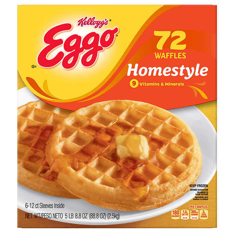 It has always been said that breakfast is the most important meal of the day. A great option for breakfast is Eggo Waffles, which you can buy in bulk at Costco. You can buy a pack of seventy-two waffles for just $8.99. The package comes with six twelve-count sleeves. The waffles are crispy, fluffy, and delicious and will definitely make breakfast easier for your family.