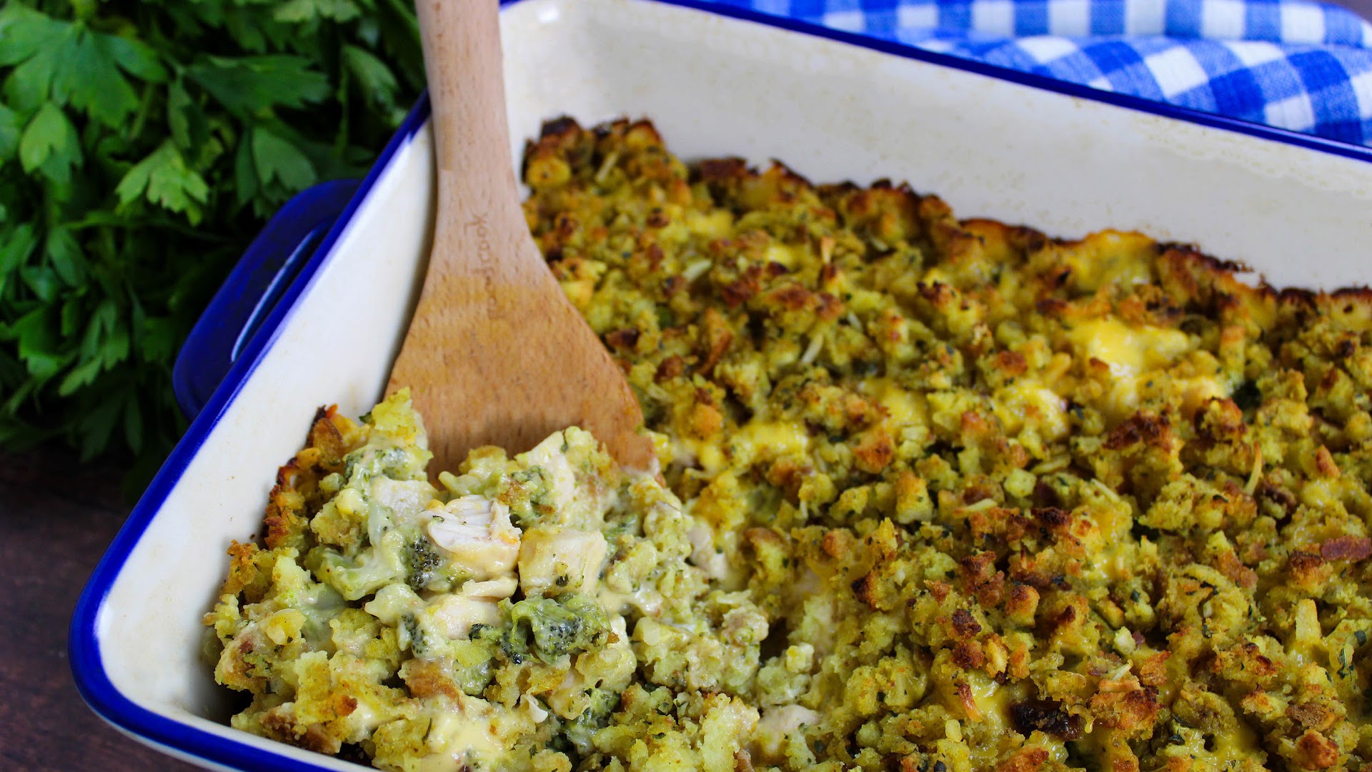 Not Only Is This Cheesy Chicken Broccoli Stuffing Bake Delicious But Its Also An Extremely 3087