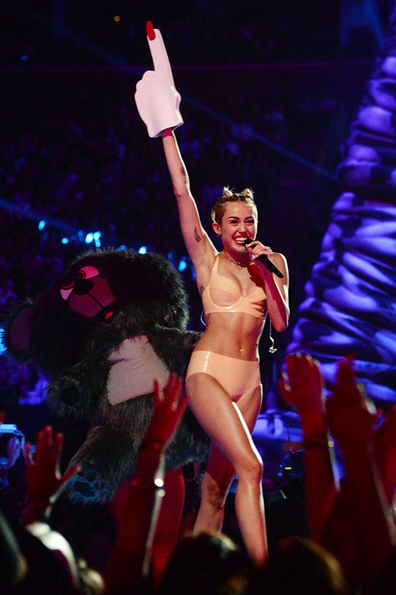 <p>Not a tour but definitely a turning point starring a latex bra and underwear. Raise your manicured foam finger if you remember the <em>Banger</em><em>z</em> days. This performance went viral for a LOT of reasons, but the pop star was nominated for a total of four awards this night, including Song of the Summer for the bop “We Can’t Stop.”</p>