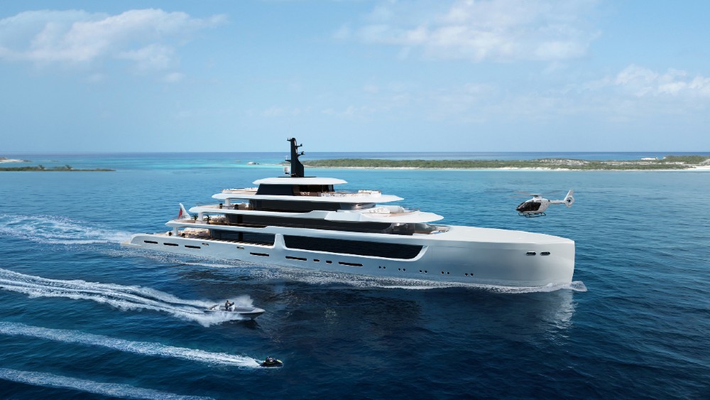 <p>The 269-foot Velvet Sky designed by <a href="https://robbreport.com/motors/marine/stardom-330-footer-superyacht-designed-owner-crew-1234867521/">T. Fotiadis Design</a> is distinguished by a water-level profile that the designer claims will redefine the concept of on-water entertainment. “The challenge was to maintain a low profile without compromising on the extravagance associated with superyachts,” Fotiadis tells <em>Robb Report</em>. The main deck has a 9.2-foot-high interior ceiling with large panoramic windows and a sense of openness akin to a waterfront villa. It’s inspired by the desire to create an atmosphere where guests can revel in sunny days surrounded by the beauty of the sea and connected to the elements. This is most evident at the stern, where the open deck aft blends into the full-beam beach club for direct access to the water.</p>