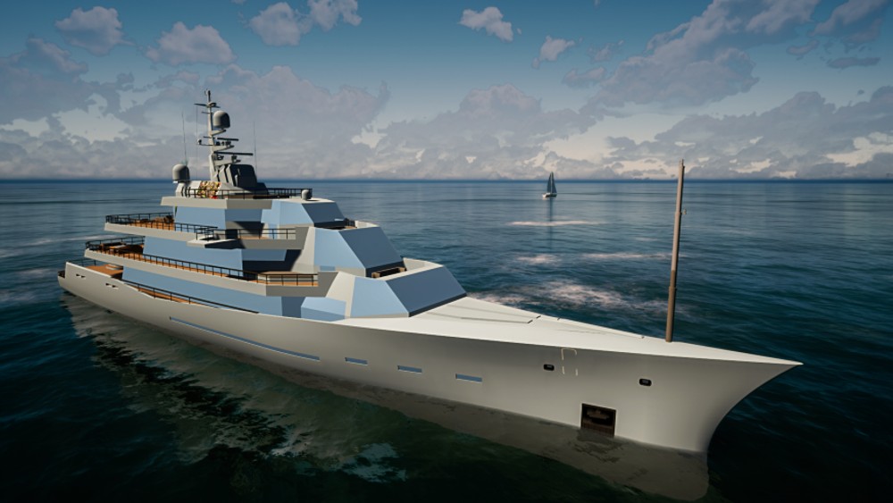 <p>Based on a 226-foot naval frigate, <a href="https://robbreport.com/motors/marine/leoni-design-workshop-cube-houseboat-concept-1235416920/">Leoni Design</a>‘s FY69 enjoys sleek, aerodynamic lines that cut through waves with speed and stability. The exterior is covered in polished metallic accents, while the interior combines marble, exotic woods, and plush furnishings for a refined finish. Advanced navigation systems and eco-friendly propulsion is twinned with a glass-bottomed pool and a large collection of water toys. Accommodating 12 guests in six cabins, with a crew of 17, the F769 has a high-tensile hull and a predicted top speed of 17 knots.</p>