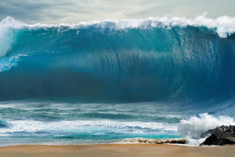 Stock image: An illustration of a tsunami wave. A study has revealed new insights into a prehistoric tsunami that occurred more than 8,000 years ago.