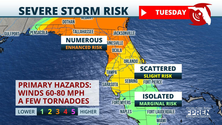 Tornado watch issued for Southwest Florida until 2 p.m. Sunday ...