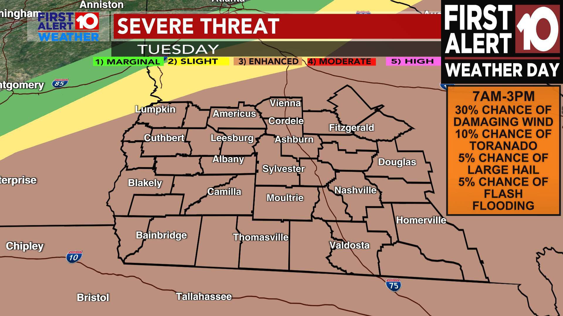 Severe weather possible Monday night and Tuesday