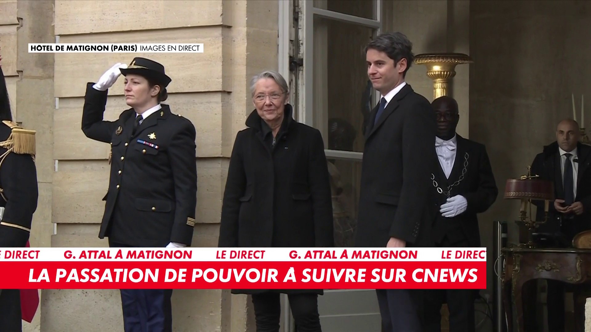 Arrivée Du Nouveau Premier Ministre, Gabriel Attal, à Matignon, Pour La ...