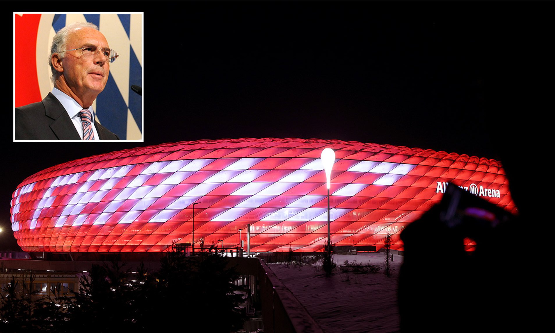 Bayern Munich Light Up Allianz Arena In Tribute To Franz Beckenbauer