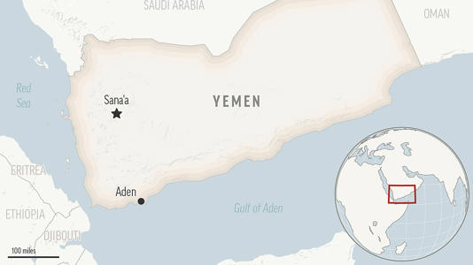 This is a locator map for Yemen with its capital, Sanaa. AP Photo