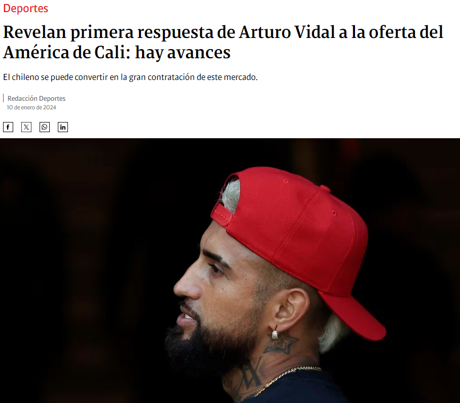 Anuncian La "primera Respuesta" De Arturo Vidal Ante El Interés Del ...