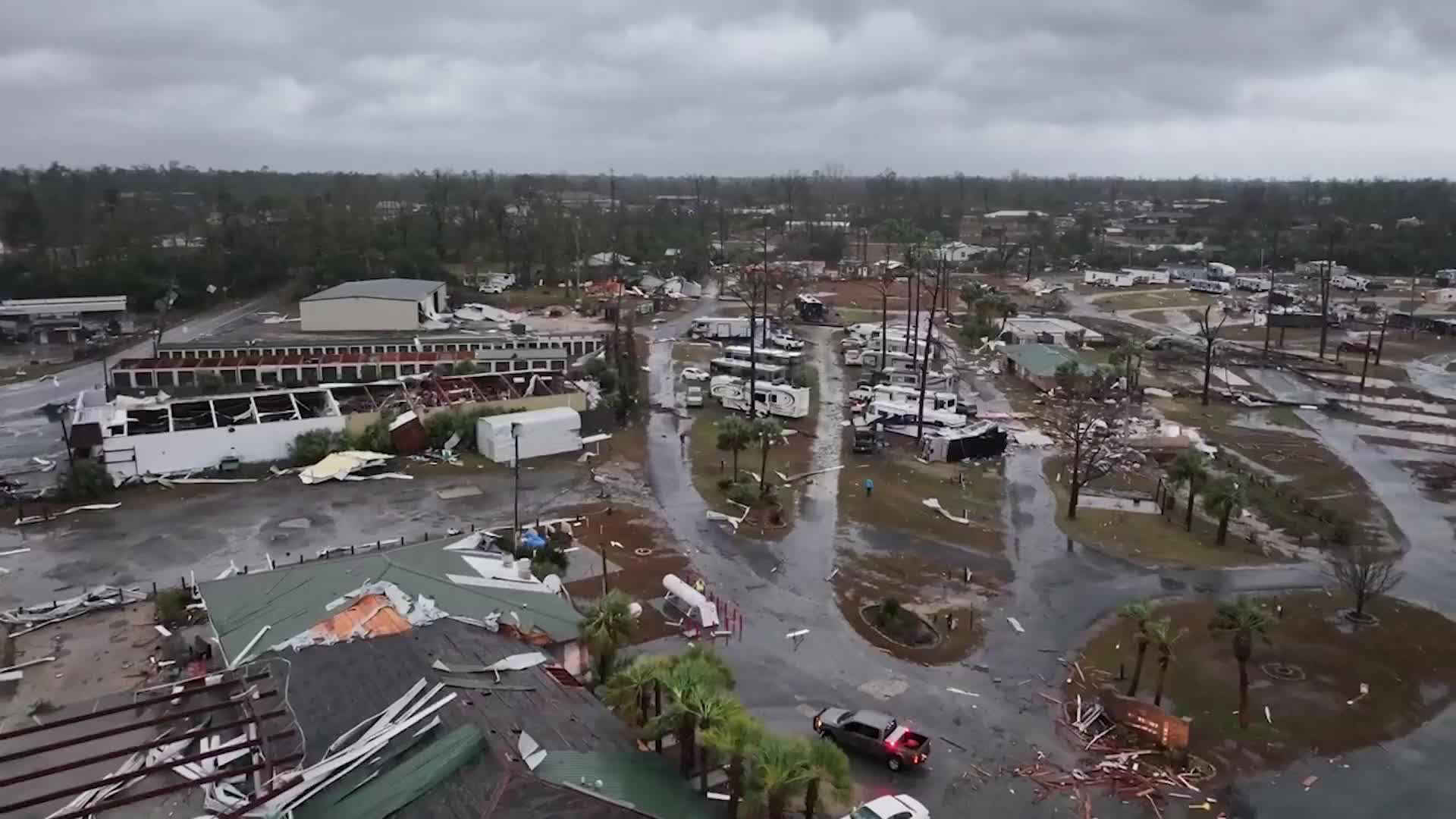 Aerial Footage Captures Tornado Damage in Florida, USA