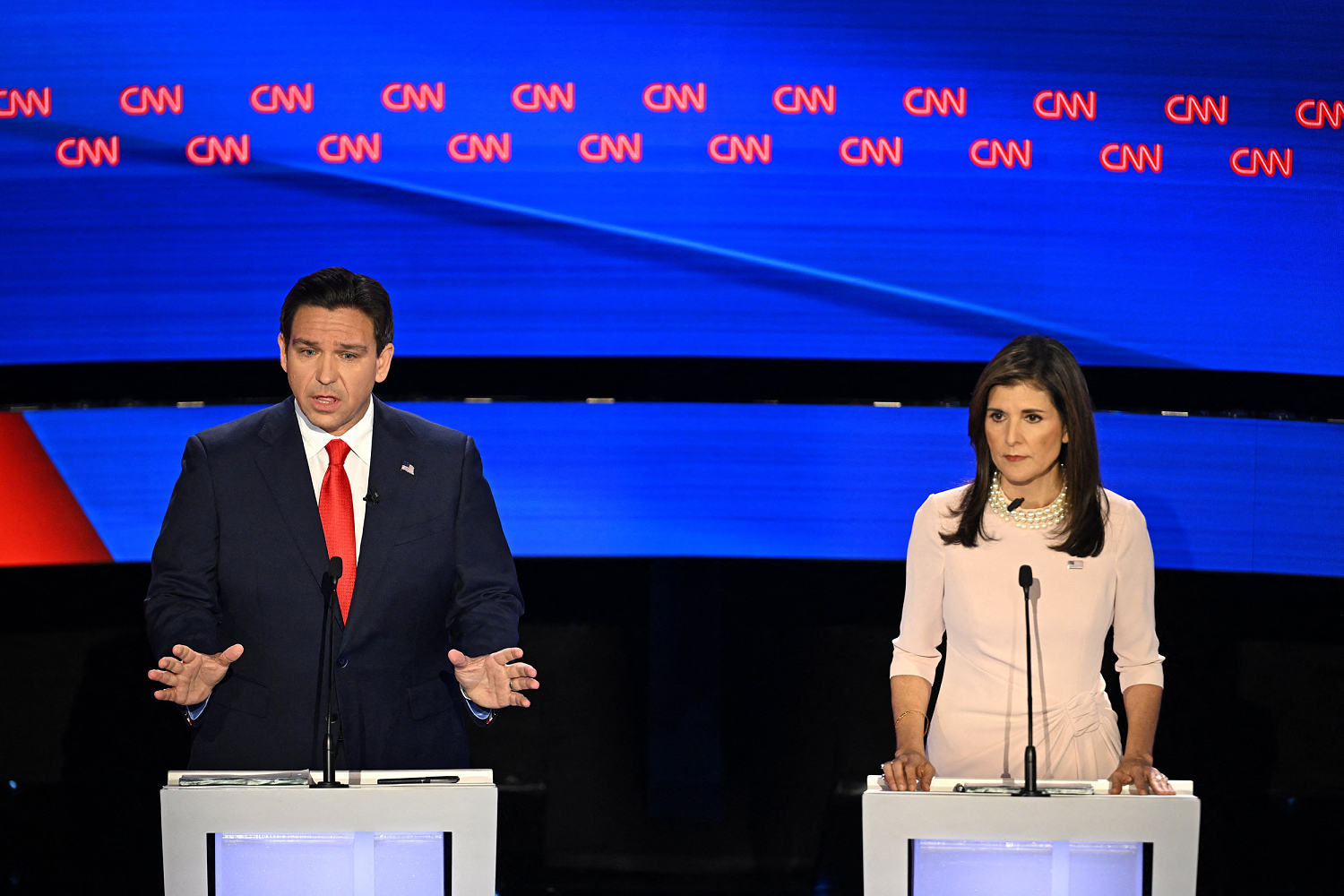 ron desantis and nikki haley use a few key themes to bludgeon each other in debate