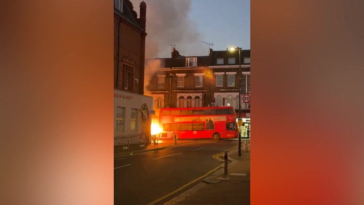 double-decker bus bursts into flames as witnesses report huge ‘bang’