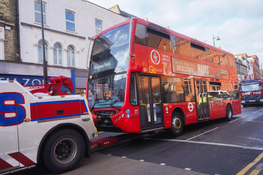 The bus was eventually towed off after hours of delays for Londoners (Picture: Alamy Live News)