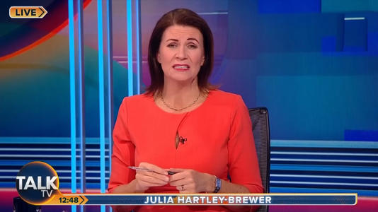 TalkTV host Julia Hartley-Brewer is being called on to resign (Picture: TalkTV)