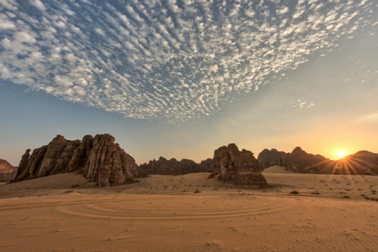 موقع مشروع "وادي الفن" في صحراء العلا في شمال غرب السعودية في 22 حزيران/يونيو 2022
