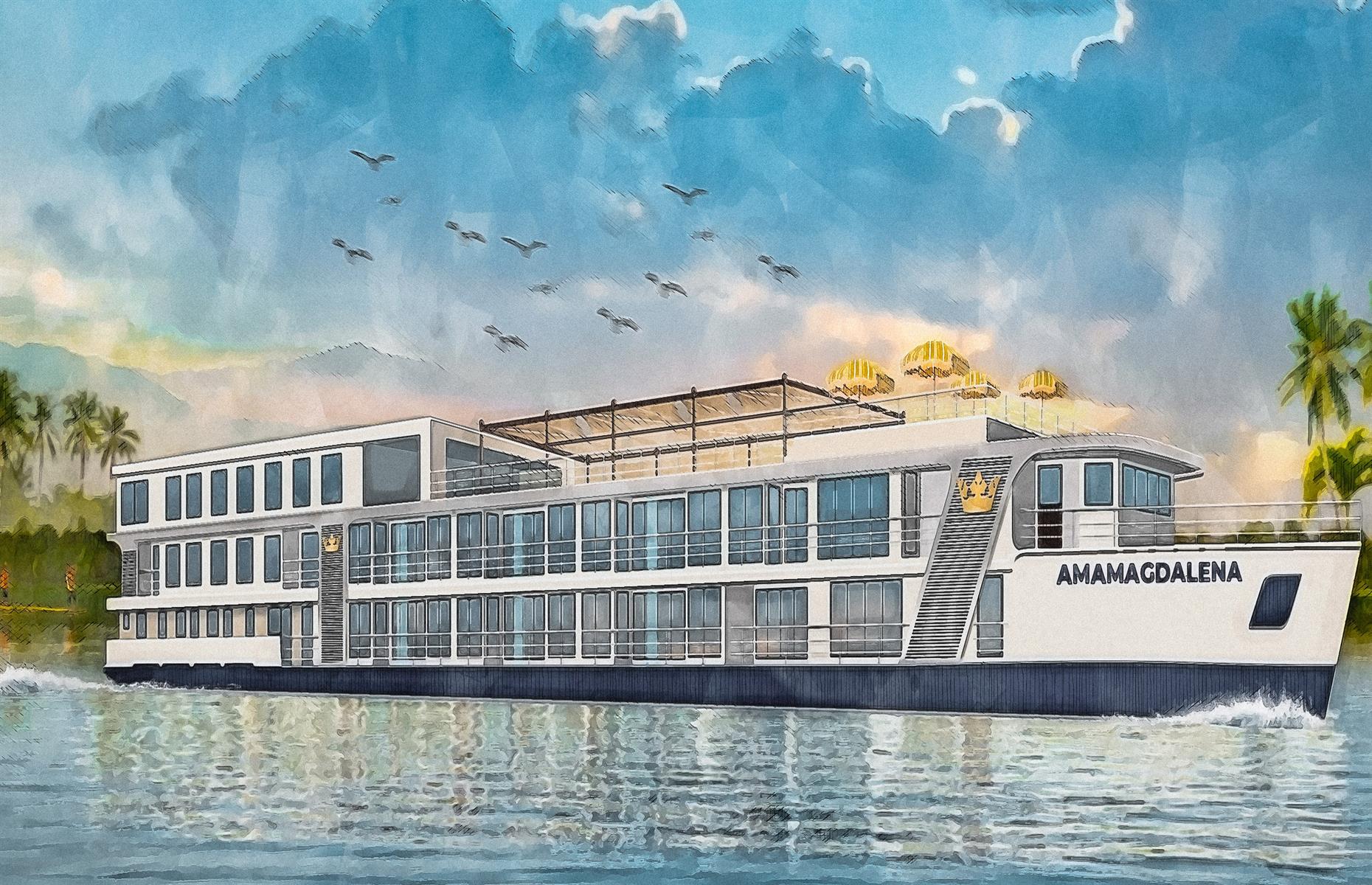 <p>Although AmaMagdalena will have just 30 staterooms, there’ll be no shortage of space – all will have a twin balcony design, and will measure between 237 and 516 square feet (22sqm and 48sqm respectively). Amenities include the whirlpool (located on the ship’s sundeck) and a large fitness room, while the main restaurant will specialise in Western and Latin American cuisine.</p>