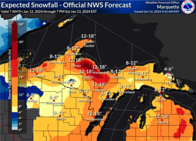 Michigan winter storm Final snow predictions for each region thru Saturday