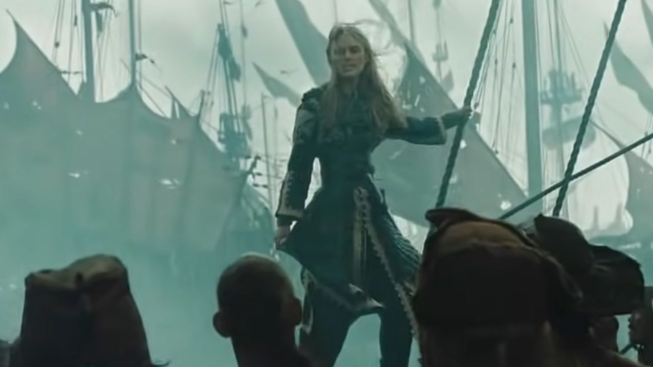 <p>                     Speeches made by leaders to inspire men in battle aren't unique in movies. What makes the speech unique in <em>Pirates of the Caribbean: At World's End</em> is that the speech is made by a woman. Elizabeth's (Keira Knightly) speech isn't a lot different than a lot of its ilk, but it's more inspiring to hear it from a woman because we've never heard that before. So hoist the colors!                   </p>