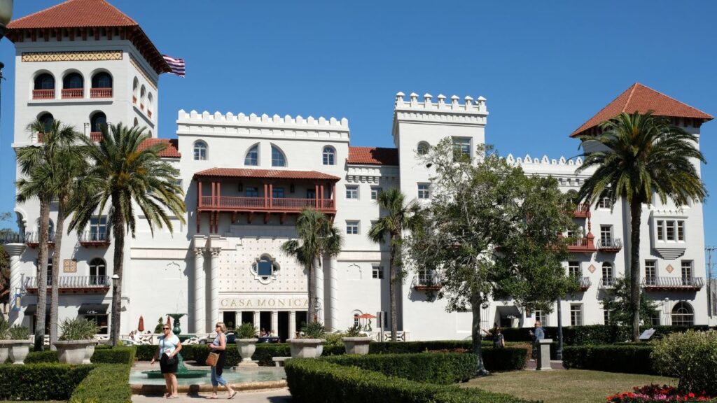 <p>St. Augustine has many different options for accommodations, including historic and beachfront hotels, charming bed and breakfasts, and vacation rentals on Airbnb or Vrbo. You’ll also find your favorite hotel brands like Hilton, Marriott, and Hyatt. Here are a few great places to stay in St. Augustine. </p><p><strong><a href="https://prf.hn/l/gx1QMpa" rel="noreferrer noopener nofollow sponsored">Casa Monica Resort & Spa</a> (Luxury and Location):</strong> Originally built in 1888 and beautifully restored, it is located in the heart of St. Augustine's historic district. It is a luxury hotel known for its striking Moorish Revival architecture and lavish interiors. The resort offers guests a full-service spa, gourmet dining options, and close proximity to the city's attractions.</p><p><strong><a href="https://prf.hn/l/W4pYPLv" rel="noreferrer noopener nofollow sponsored">The Ponce St. Augustine Hotel</a> (Location and Value):</strong> Less than a mile from St. Augustine’s historic district and attractions, this hotel offers guests a comfortable stay with amenities such as an outdoor pool and on-site dining. Being just outside the Historic District, it's a great way to stay near St. Augustine’s attractions without paying premium prices.</p><p><strong><a href="https://prf.hn/l/vwxqMD2" rel="noreferrer noopener nofollow sponsored">Villa 1565 Hotel</a> (Budget Friendly):</strong> Less than a mile from the historic district, this hotel is a budget-friendly option for those not planning to spend much time in their hotel room. It is also the site of the Old Senator, a 600-year-old live oak tree, and within walking distance of Ponce de Leon's Fountain of Youth Archaeological Park.</p><p><strong><a href="https://prf.hn/l/NdZWxWZ" rel="noreferrer noopener nofollow sponsored">Castillo Resort Hotel</a> (Beachfront):</strong> Just a short walk to the Atlantic Ocean and St. Augustine Beach, this is an excellent option for those wanting a beach vacation. The hotel offers Spanish-inspired rooms with balcony and hot tub options and includes an outdoor pool, sauna and steam room, and fitness center. It is located near Anastasia State Park, a 6-minute drive to the St. Augustine Lighthouse and about 10 minutes from the Historic District. </p>