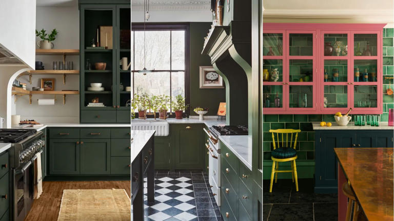 Dark green kitchen cabinets are replacing ever-popular navy blue ...
