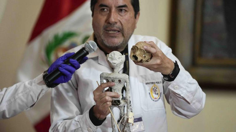 Des médecins légistes péruviens ont expertisé les faux aliens.
