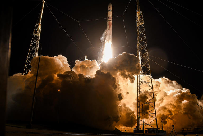 A United Launch Alliance Vulcan rocket lifts off from Cape Canaveral Space Force Station Monday, January 8, 2024. This is the inaugural launch of the rocket, carrying Astrobotic’s lunar lander. Craig Bailey/FLORIDA TODAY via USA TODAY NETWORK