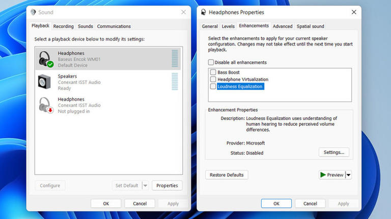 Loudness Equalization in Windows 11