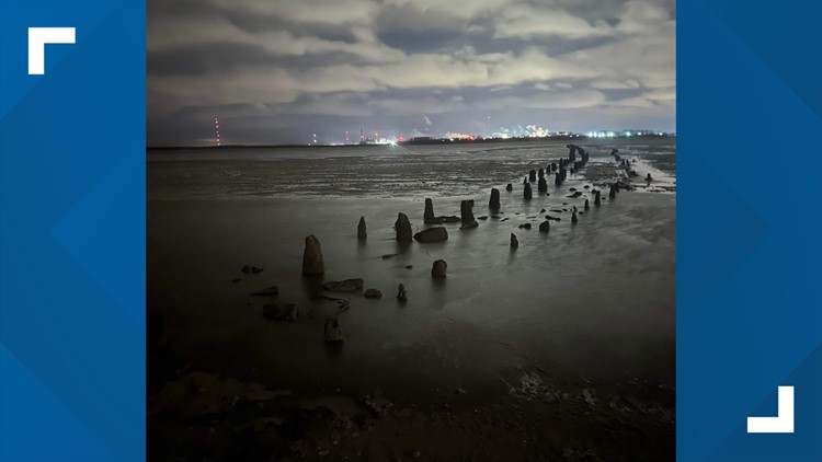 point place's 'dynamite dock' revealed as lake erie water pushed out of western basin